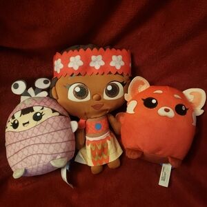 Set of 3 Disney Pixar Plush Characters, Princess Moana, Boo & Meilin "Mei" Lee
